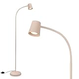 BRILONER - Stehlampe mit Fußtaster, schwenkbar, GU10, max. 9W, Leselampe, Wohnzimmerlampe, Schlafzimmer Deko, Deckenfluter, Standleuchte, Stehleuchte, Bogenlampe, 21x127,5 cm, Beige