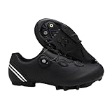 Surwin Fahrradschuhe Herren Damen MTB, Unisex Mountainbike Schuhe Drehverschluss Design MTB Schuhe Radsportschuhe mit 2 Schrauben & Stollen, Atmungsaktive Reitschuhe, 36EU-47EU (Schwarz,36)