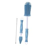 SHOWERORO 1Satz Multifunktions Flaschenreiniger Für Babyflaschen Silikonbürste Mit Drehbarem Lebensmittelechtes Material Einfache Reinigung Für Mütter Korallenblau Für Optimale