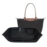 Haoledy Taschen Organizer für Longchamp Le Pliage Damen, Handtaschen Organizer mit Mehreren Taschen, Taschenorganizer Filz für Longchamp Große Kapazität (Dunkelgrau,L)