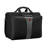 WENGER Legacy 17 Laptop-Tasche zum Umhängen, Notebook bis 17 Zoll, Aktentasche, Organizer, 26 l, Damen Herren, Büro Business-Reisen Uni, Schwarz/Grau, 600655