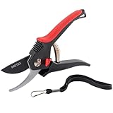 PRETEX Gartenschere mit einhändig bedienbarem Sicherungshebel, Schneideblatt mit Antihaft-Beschichtung | Garten-Schere, Reb-Schere, Weinberg-Schere, Ast-Schere