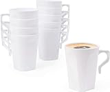 MATANA 50 Weiße Hartplastik Kaffeebecher, 255ml - Kaffee, Tee, Schokolade, Heiße & Kalte Getränke - Stabil & Mehrweg - Camping, Hochzeiten, Picknick, Grillabende, Outdoor-Events, Partys