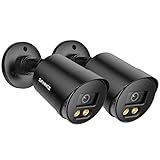 SANNCE 1080P TVI Bullet Outdoor-Überwachungskamera, 2 Stück, Vollfarb-Nachtsicht-Außenkamera mit 2 warmen Lichtern, IP66 wetterfest für den Außenbereich