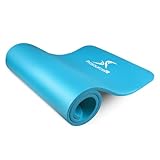 ProsourceFit Extra Thick Yoga and Pilates Mat 1/2' (13mm) 71-inch Long High Density Exercise Mat with Comfort Foam and Carrying Strap, Aqua