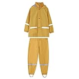 Cuwtheugwg Baby Matschjacke Kinder Jungen Mädchen Knopf Regenjacke Mit Kapuze Winddichter Regenmantel Kinder Langarm Hoodie Trench Pants Outfits Damen Winterjacke Gefüttert (Yellow, 10 Year)