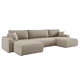 Best For Home |Sofa mit Schlaffunktion |Modernes Ecksofa L Form mit Bettkasten |Schlafcouch mit Wellenunterfederung, T30 Schaumstoff, 2 Kissen & ergonomischer Rückenlehne – ideal fürs Wohnzimmer