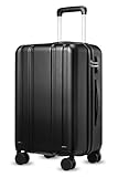YOETEY Handgepäck Koffer mit Rollen, PC Hartschale Trolley mit TSA Schloss, 56x36x24 cm, Schwarz
