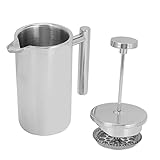 EMUKOEP French-Press-Topf, Doppelschichtiger Tragbarer French-Press-Kaffeebereiter aus Edelstahl für Zuhause, Outdoor-Campingreisen (350 ml)