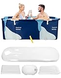 QWORK® Große Tragbare Badewanne 140cmX60cmX55cm, Erwachsene Klappbare Plastikwanne, Spa Badewanne, für Einweichbäder zu Hause