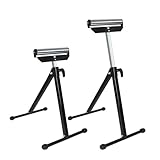 TRMLBE 2x Rollenbock Höhenverstellbar 68-107cm Arbeitsbock Klappbar Rollenständer Klappbock aus Metall 30cm Breit Rollbock mit Antirutschfüßen Stützbock bis 60 kg Schwarz