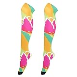 aidingzhi Damen Overknee-Socken, lebendige Farben, Blumen, lässig, lange Kniestrümpfe für Modelle, Overknee-Baseballsocken für besondere Anlässe, Lebendige Blumen, Einheitsgröße