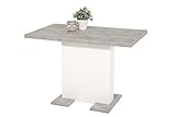 Hela Tische, Säulenesstisch Esstisch Britt, Holzwekstoff melaminbeschichtet, Dekor Betonoptik, ausziehbar, 110-150x69x76 cm