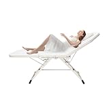 Kozivmo Mobile Massageliege 3 Zonen Massagetisch 60cm Breit Höhenverstellbar Therapieliege mit Kissen, bis 250kg belastbar, Weißto