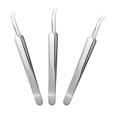 3 Stücke Mitesser Pinzette, Edelstahl Mitesserentferner Komedonenquetscher Pickel Ausdrücken Werkzeug Mitesser Akne Pickel Entferner Pinzette Mitesserentferner Gebogene Pinzette Unisex