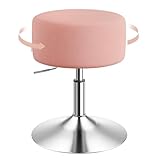 WOLTU Schminktisch Hocker, Schminkstuhl, Barhocker Rund, Höhenverstellbar, 360° Drehbar mit Verdickter Polsterung, Cord Bequemstuhl für Schminktisch, Schlafzimmer, Esszimmer, Rosa, BH409rs-1