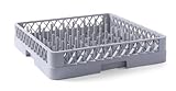 HENDI 877104 Spülkorb, Spülmaschinenkorb, Geschirrspülkorb, für Teller und Tabletts, grobmaschig, eingegossenen Stiften, Polypropylen, 500x500x(H)100mm, grau