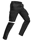 MOURCE Cargohose Herren Zip Off Schnelltrocknende Ripstop Outdoor Hosen für Herren Safari Camping, Schwarz