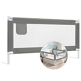 WOLTU Bettgitter, 180 cm Bettschutzgitter für Kinder Baby, Rausfallschutz Bett Kinderbett Elternbett, Gitterschutz höhenverstellbar 69-87 cm, Oxford-Gewebe Metall, Dunkelgrau