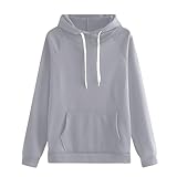 Damen-Sweatshirt, einfarbig, personalisierbar, Stehkragen, Kapuzenoberteil, locker, leicht, lange Ärmel, Pullover, gemütlich, warm, übergroß, niedlich, bequem, lässig, Sweatshirts, grau