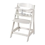 roba Babyhochstuhl Sit Up Flex - Mitwachsender Hochstuhl aus Holz - Verstellbarer Kinderhochstuhl mit Schrittgurt - ab 6 Monaten bis 70 kg - Stone washed