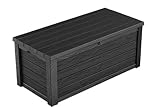 Keter Eastwood Auflagenbox mit 570 Liter Volumen, Wetterfest und Wasserdicht, Sitzgelegenheit, Anthrazit, 72,4 x 155 x 64,4 cm, Kissenbox, Gartenbox