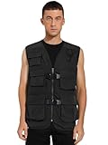 Kaerm Herren Outdoorweste Leicht Atmungsaktiv Anglerweste Mit Mehreren Taschen Freizeit Camping Jagd Fischen Weste Ärmellos Angeljacke Mit Schnallen Schwarz XXL
