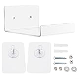 Acryl für Wandmontage, schwebendes Regal für Badezimmer, Schlafzimmer, Wohnzimmer oder Büro, klares Design, unterstützt leichte Gegenstände mit unsichtbarer Installations-Hardware