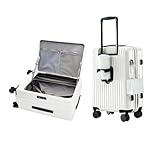 yuweijie Koffer Trolleys Leicht ABS+ PC Handgepäck Hartschalen-Koffer Trolley Rollkoffer Reisekoffer Erweiterbar, TSA, 4 Rollen, S-55CM, Weiß