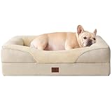 EHEYCIGA Orthopädisches Hundebett Kleine Hunde, 76x51x16.5cm, Memory Foam Waschbar und Wasserdicht Hundekorb mit 4 Rändern, Hundesofa Hundecouch rutschfest, Beige
