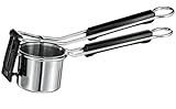 RÖSLE Kartoffelpresse, hochwertige Presse zur Zubereitung von Kartoffelpüree, einfache Reinigung, Edelstahl 18/10, Spülmaschinengeeignet, Farbe:Silber/Schwarz