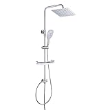 JOHO Regen Dusche Rainshower Überkopfbrauseset Regendusche Duschset Duschsystem mit Ablage (Kopfbrause 20x20cm)……