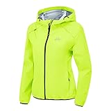 donhobo Regen Jacke Damen Wasserdicht Outdoorjacke Übergangs Windbreaker Leichte Atmungsaktiv Wanderjacke Packbare Regenmantel mit Kapuze (Gelb, XL)