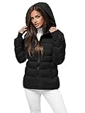 OZONEE Damen Winterjacke Jacke Winter Farbvarianten Warm Bomberjacke Steppjacke Wintermantel Kunstfell Daunenjacke Leichte Outdoor Puffer Jacket Gepolstert 777/2792K/392 SCHWARZ M