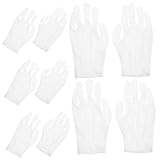 Hoement 10 Paare Weiße Atmungsaktive Polyester handschuhe für Herren Vielseitig Einsetzbare Schutzhandschuhe für Münzen Uhren Schmuck und Zerbrechliche Gegenstände Fusselfrei Eng