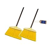 2 Stück Universal Besen BROOMI mit Stiel, gelbe Kunststoffborsten, Kehrbesen, Gartenbesen mit Metallstiel zum fegen und kehren, Lange Borsten, Straßenfeger für draußen, Doppelpack!