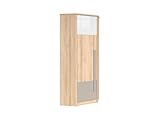 BLACK RED WHITE Eckkleiderschrank Namek 80x80 cm ikonisches Buche/weiß glänzend/grau, ohne Spiegel, 1 Tür, kompakt, moderner Stil, 198,5 cm Höhe
