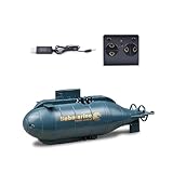 Mini RC U-Boot Spielzeug, 6CH Mini Funkgesteuertes Simulations-Atom-U-Boot, Perfekt Für Den Einsatz In Badewannen, Aquarien, Teichen(Blau)