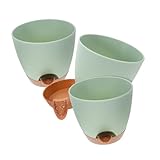 Gadpiparty 3 Stück Selbstbewässernder Blumentopf aus Kunststoff Automatisches Bewässerungssystem für Innenpflanzen Praktische und Platzsparende Pflanzgefäße mit Wasserleitungsdocht