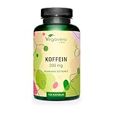 Koffein Kapseln Vegavero® | 200 mg natürliches Caffeine | Aus Guarana Extrakt | Laborgeprüft & Vegan | Hochdosiert | Ohne Füll- und Zusatzstoffe | Deutsche Produktion