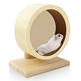 WPPQWP Hamsterrad Holz, 15cm Laufrad Hamster, Hamsterrad Leise für für Zwerghamster, Degus Rennmäuse, Mit Ersatz-Korkstreifen (Mittel)