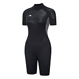 Neoprenanzug Damen und Herren Kurz 3mm für Herren Rückenreißverschluss zum Tauchen, Schnorcheln, Surfen, Kajakfahren, Kurzarm-Neoprenanzug für Wassersport
