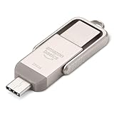 Amazon Basics USB-Speicherstick, USB-Stick mit zwei Anschlüssen (USB-C und USB-A), 256GB, Champagner-Silber