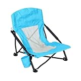 Oshhni Klappbarer Campingstuhl mit hoher Rückenlehne, Lounge-Strandstuhl, Picknicksitz für Gartenterrasse, Blau