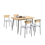 SoBuy Essgruppe Esstisch Set 5-teilig Bartisch mit 4 Stühlen, Komfortable Stühle mit Schaumstoffbezug Kleiner Esstisch für Esszimmer, Küche & Wohnzimmer, Ideal für kompakte Räume OGT52-N