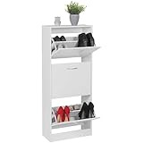 KADIMA DESIGN Schuhschrank mit 3 Fächern zum Klappen Schuhkommode 125 cm Schuhregal für 18 Paar Schuhe Kommode Schuhkipper modern