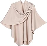 Damen Poncho Schal Cashmere Feeling Strick Cape Cardigan Für Frauen Geschenk Für Mutter (Beige)