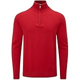 Charles Wilson Baumwollpullover mit Reißverschluss für Herren (M, Red (0524))