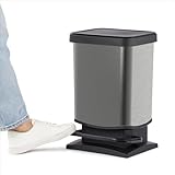 Rotho Paso Mülleimer 20l mit Pedal und Deckel, Kunststoff (PP) BPA-frei, Graphit, 20l (29.3 x 26.6 x 45.7 cm)