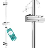 Edelstahl Duschstange 66cm rostfrei - Brausestange variable Bohrlöcher dank flexibler Wandhalterungen - Dusch Stange & top Slider (einfach, flexibel, stabil) - Wandstange variabel (Optik matt)